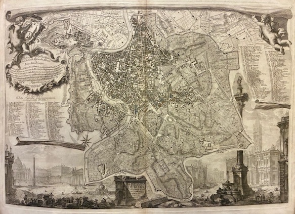 Nolli Giovanni Battista (1701-1756) - Piranesi Giovanni Battista (1720-1778)  La topografia di Roma di Gio. Batta. Nolli dalla maggiore in questa minor tavola dal medesimo ridotta 1748 Roma 